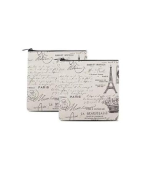 2PCS Medium Size Printed Linen Flat Snack Bag Pattern Paris Gox Bag–Fashionable Snack Carriers – 