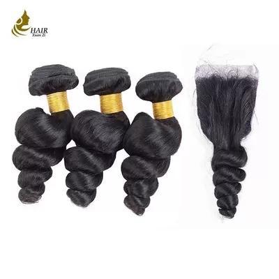 Double Weft Virgin Human Hair Bundles Loose Wave 8Inch-30 Inch with Closure–Double Weft Hair Extens