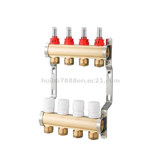 Floor Heating Radiant Brass Manifold with Flow Meter-Hydronic Underfloor Heating Distribution Block-HVAC Supplier