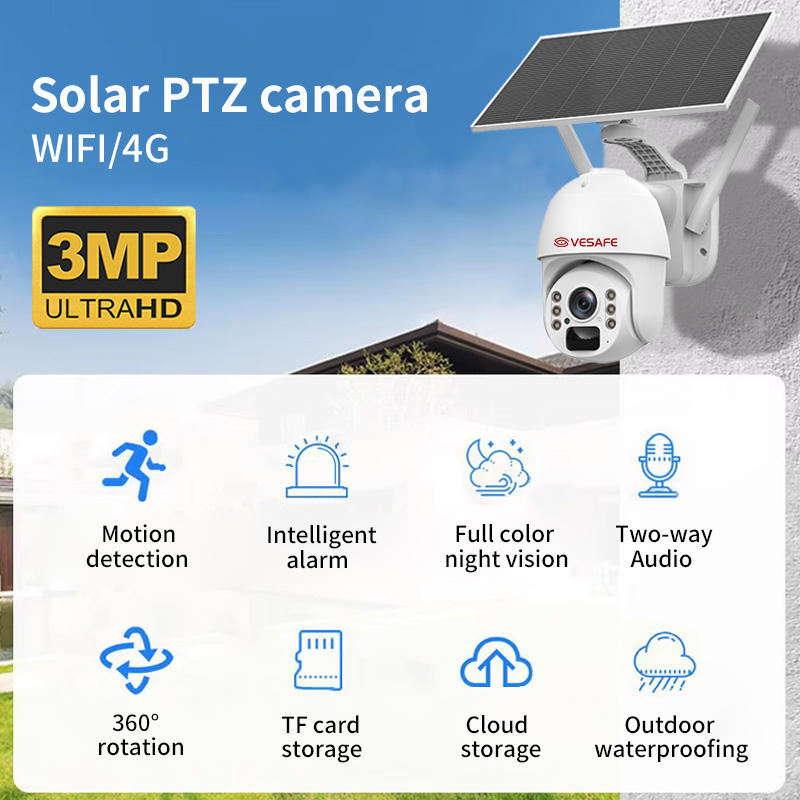 Solar Outdoor CCTV Dome PTZ Camera app Monitor Security System