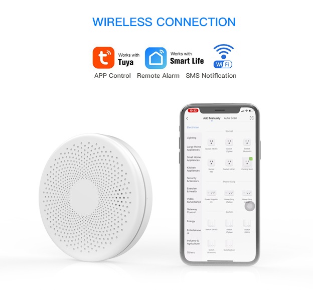 Smoke & CO Sensor App Alarm WIFI Wireless Security Kits